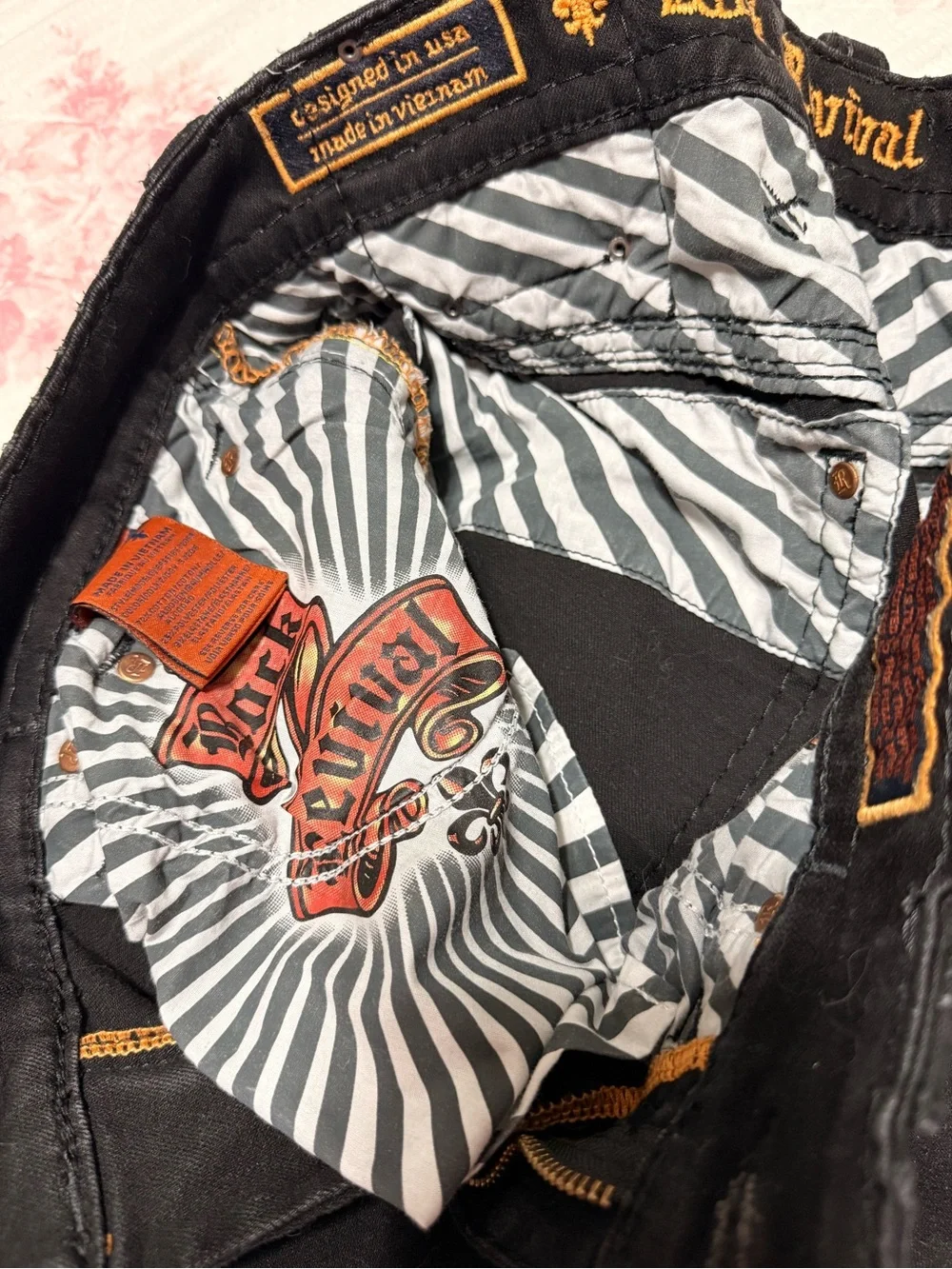 Rock Revival Black Jeans - Stylish Embroidered Trim